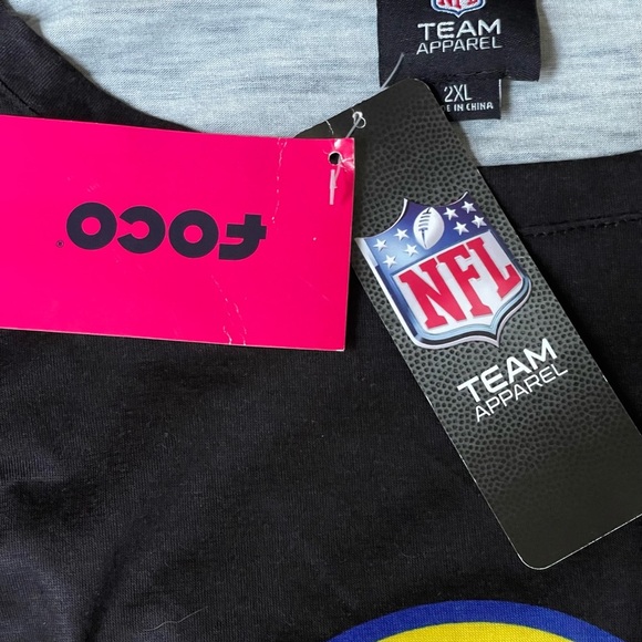 NWTS LOS ANGELES RAMS WOMENS BLACK BIG LOGO CROPPED TOP SZ 2XL - Picture 5 of 8